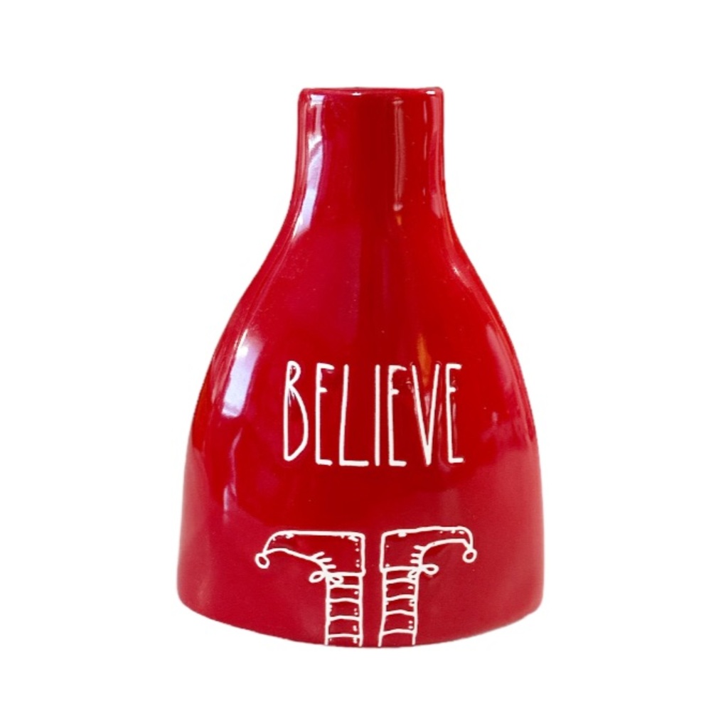NEW Rae Dunn BELIEVE Red Bud Vase 🎅🏻